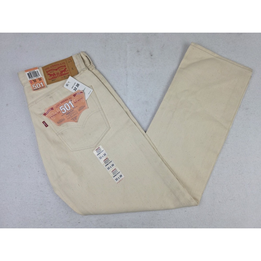 NWT Levis 501 Jeans Mens 32x30 Ivory White Oak Cone Denim Button Fly Pants *READ